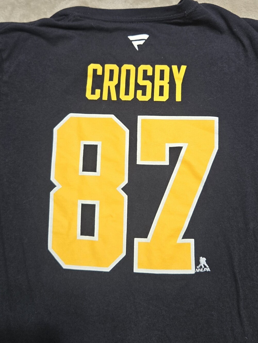 Fanatics #87 Sidney Crosby Captain T-shirt Jersey Mens Sz L Pittsburgh Penquins